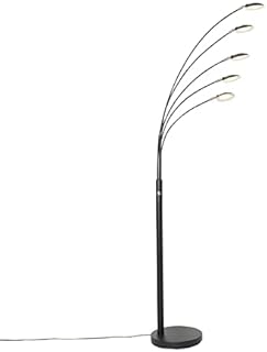 Qazqa - Design Floor lamp Black incl. LED 5-Lights - Sixties Trento- - Design | 5 Light - Steel Floor lamp - Suitable for Living Room I Bedroom I