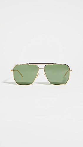 Bottega Veneta Women's Geometric Navigator Sunglasses, Gold/Gold/Green, One Size #TOP3