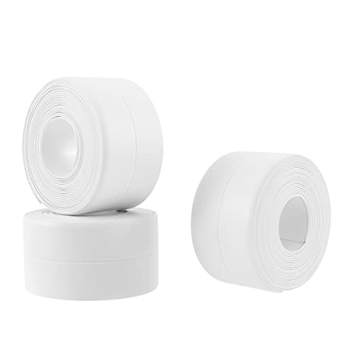 Kitchen & Bath Caulk Tape Sealant Strip,Adhesive Caulk Tape,Bathroom Caulk Tape,3 Pcs Waterproof Self Adhesive Caulk Strip.used For Kitchen Sink Toilet Bathroom Bathtub Floor Wall Edge Protector. #TOP1