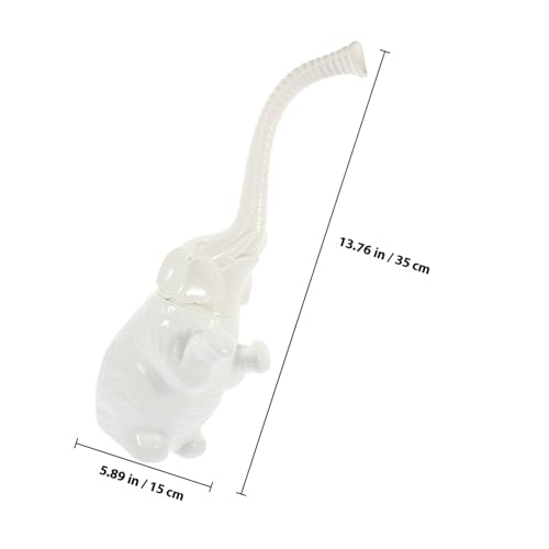 Brosse WC éléphant en céramique blanche et son manche long robuste - 3