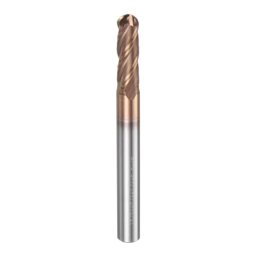 Image of HARFINGTON Ball Nose End Mill 4 Flute 15 /64 inch Diameter 1 /4 inch Shank Tungsten Carbide TiAlN Coated Spiral CNC Router Bits 3 /4 inch Cutting Length Single End Ball Cutting Tool for Carving Engraving