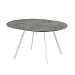 Produktbild B&D home runder Esstisch LIV | ausziehbar Butterfly Klappeinlage 120-150cm für 4-6 Personen Küchentisch Holztisch Esszimmertisch Metallgestell weiß | Industrial modern Design | Beton 11210-FW-BETO