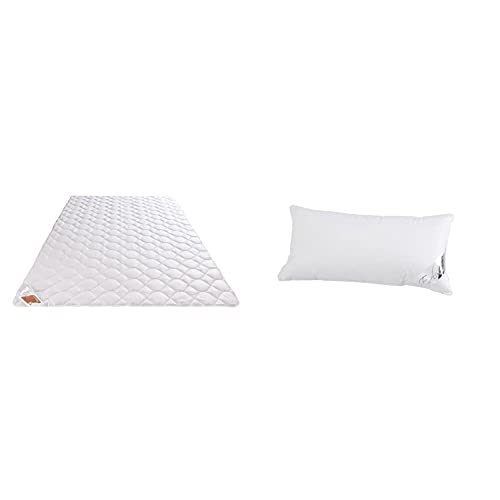Böhmerwald KIDS Kopfkissen, allergikergeeignet, 90% Daunen / 10% Federn, Füllgewicht: 60gr., Flachkissen, Größe: 40x60 cm, OEKO-TEX ® STANDARD 100, Weiß 7 Böhmerwald Natur Wildseidendecke, allergikergeeignet, 100% Wildseide, Füllgewicht: 700gr., Größe: 155x220 cm & Exclusiv Dreikammer-Kopfkissen, Füllgewicht: 400 + 100 g, Stützkomfort: weich, 40 x 80cm