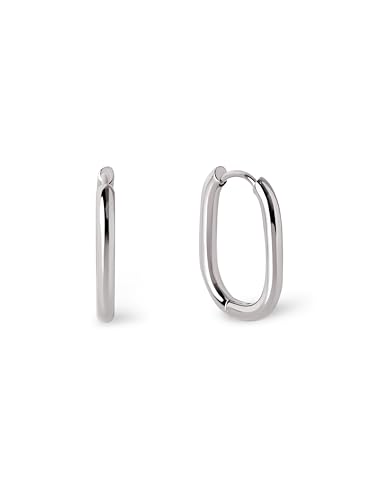 SINGULARU - Pendientes Aro Bossa. Acero y con Forma Ovalada. Pendientes Minimalistas con Cierre Congo/Click. Joyas para Mujer