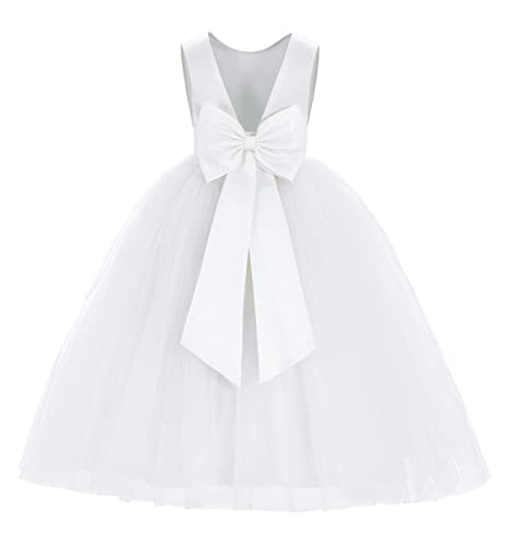 ekidsbridal V-Back Satin Flower Girl Dress