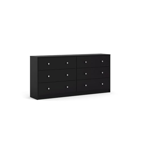 Sleek 6 Drawer Double Dresser in Elegant Black Finish for Modern Spaces