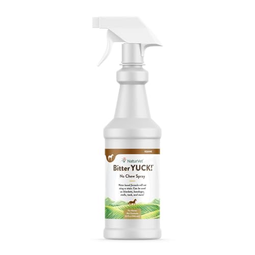 NaturVet Bitter Yuck No Chew Spray Horse Supplement – Helps Deter Chewing on Manes, Tails, Bandages, Wounds – No-Sting Water-Based Supplement for Horses – 32 Oz.