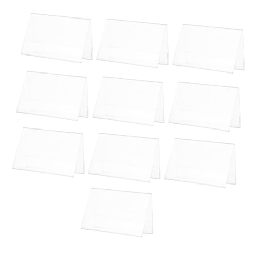 NUOLUX 10個 アクリル製デスク用ネームプレートスタンド 透明型三角形 会議 宴会 店舗用名札 情報表示用丈夫な卓上サインホルダー