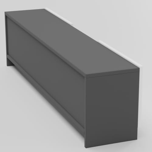 Image of Modern Living Room TV Stand with Open Display Compartment, Dual Side Storage Units, and Clean Contemporary Design for Home Decor | Assembly-DIY | Color-Grey & White