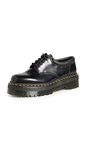 Image of Dr. Martens Unisex 8053 Quad 5-Eye Shoe, Black Polished Smooth, 6 Women /5 Men