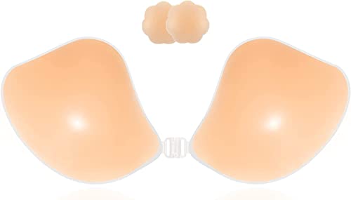 Niidor Adhesive Bra, Strapless Sticky Bra For Backless Dress, Invisible Push Up Silicone Bra Cups With Nipple Covers Nude A #TOP9