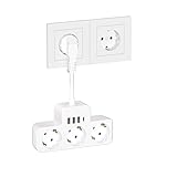 Steckdosenleiste mit USB C, 7 in 1 Steckdosenadapter, Doppelstecker für Steckdose für Büro...
