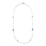 Bronzallure Collana Lunga con Pietre Effetto Occhio di Gatto e Perle d'Acqua Dolce placcata oro rosa 18 carati