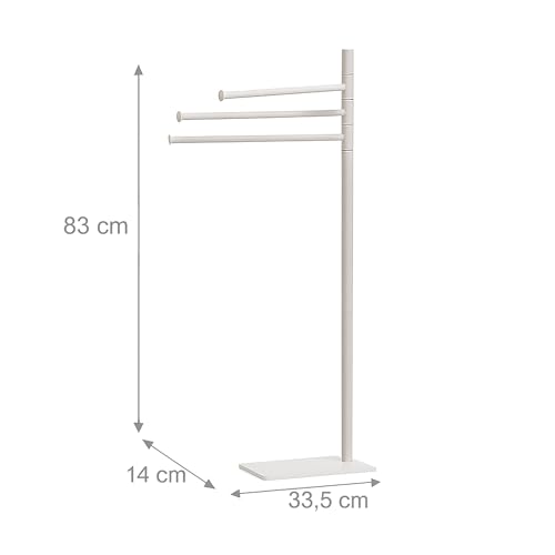 Toallero de pie blanco Relaxdays con 3 barras de acero inoxidable 5