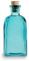 Nakpunar Aqua Blue Recycled Glass Bottle with Cork 8 oz (250 ml) - bottle for oils, witch spells, wedding favors, fragrance reed diffuser bottle