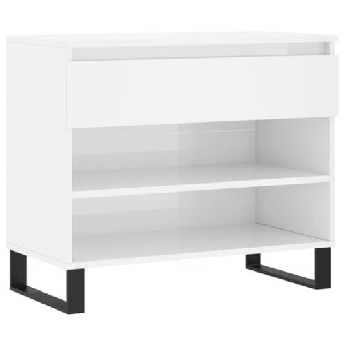 vidaXL Mueble Zapatero Madera contrachapada Blanco Brillo 70x36x60 cm