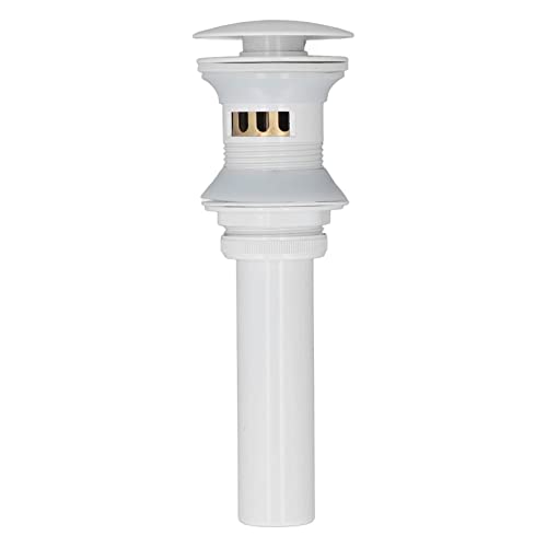 Tapón de desagüe tipo pop-up con función antiolor para fregadero de baño, color blanco, para uso doméstico (con orificio)