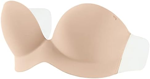 MISS BODY Women’s Adhesive Bra Strapless Self Sticky Invisible Push Up Reusable Bras for Backless Dress Beige