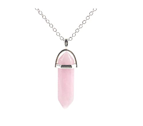 COLORFUL BLING Carnelian Healing Crystal Natural Stone Pointed Hexagonal Pendant Necklaces Set Wire Wrapped Reiki Quartz Chakra for Women Gemstone Jewelry-Pink A
