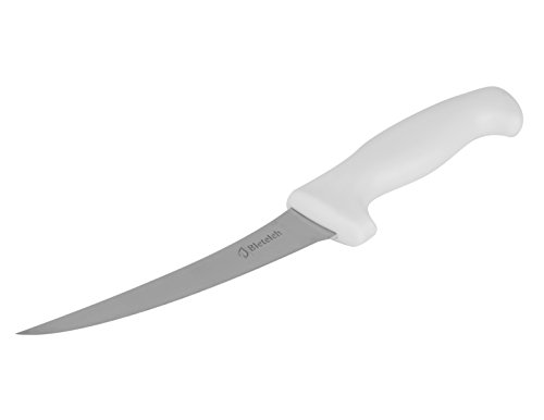 Bleteleh Boning knife 6-inch curved Stainless Steel blade, White Polypropylene Handle