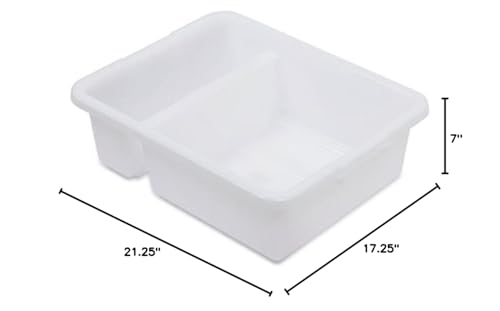 Soro Essentials- 21-1/4" x 17-1/4" x 7" Deep Commercial Divided Bus Box White Color Polyethylene- Utility Bus Tub Food Service Bus Tub Wash Basin Dish Tub Tote Box Tubs Box Plastic Storage Organizer - Thumbnail 3