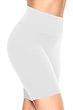 TNNZEET Radlerhose Damen Hohe Taille Kurze Sporthose Blickdicht Shorts für Yoga Gym (Weiß,S-M)