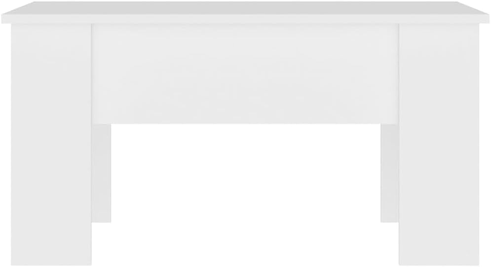 vidaXL Modern White Coffee Table - Rectangular Design with Liftop, Crafted from Engineered Wood, Easy Assembly