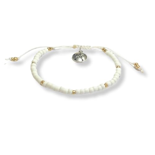 Unisex Beaded Bracelet, Beaded Bracelets for Women, Beaded Bracelets for Men, Boho Bracelet, Surfer Bracelet, Beach Bracelet, Sand Dollar Bracelet, Seed Bead Bracelet (white/gold) Unisex Beaded Bracelet, Beaded Bracelets for Women, Beaded Bracelets for Men, Boho Bracelet, Surfer Bracelet, Beach Bracelet, Sand Dollar Bracelet, Seed Bead Bracelet (white/gold)