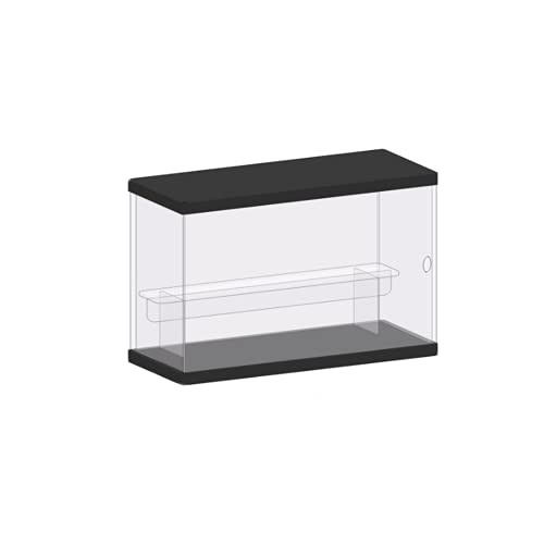 ACRLIE Vitrine en acrylique à 2 étapes avec base blanche et noire, étagère de présentation pour objets de collection, vitrine de protection anti-poussière (2 étages, noir) Cover