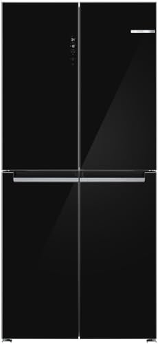 Bosch KMC85LBEA, Serie 4, French Door Kühlschrank, 189,5 x 85,5 cm, 324 L Kühlen & 223 L Gefrieren, NoFrost, Vita Fresh XXL für längere Frische, Glasfront Schwarz, schneller Kühlen, LED-Beleuchtung