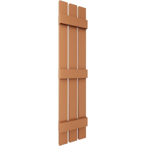 12\"W x 55\"H Lifetime Vinyl, Standard Three Board Spaced, Board-n-Batten Shutters, w/Installation Shutter-Lok\'s & Matching Screws (Per Pair), Treated Cedar