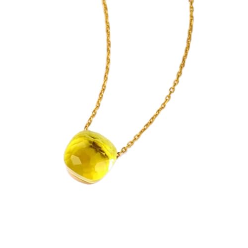 Collier pour femmes solide bonbon anti-ternissement chaîne 45 cm pierres précieuses synthétiques