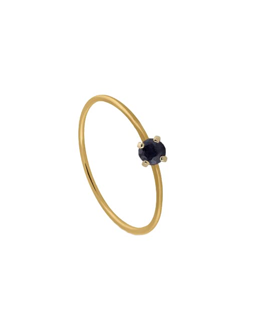 Bea Soldado ANILLO SOLITARIO ZAFIRO TALLA14 ANILLO SOLITARIO DE MUJER DE ORO AMARILLO 9K Y ZAFIRO DE 3MM