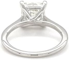 Miniatura 2 de Indi Gold & Diamond Jewelry 1.00Ct Princess Cut Created Diamond Solitaire Wedding Ring for Women 14k White Gold Finish