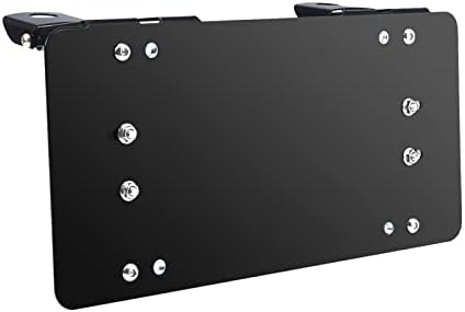 Samlight License Plate Bracket 8 3/4 Inch Flip-Up Winch Roller Fairlead Mount Holder Black Stainless Steel