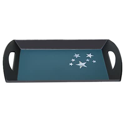 Deko-Tablett Weihnachten, grün schwarz - mit Sternen aus echtem Perlmutt - auch Servier-Tablett für Champagner, Sekt, Knabbereien - Lackkunst aus Asien Cover