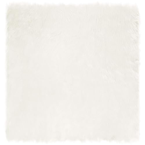 Tapis en fausse peau de mouton blanc moelleux tapis de salon polyester 120x120