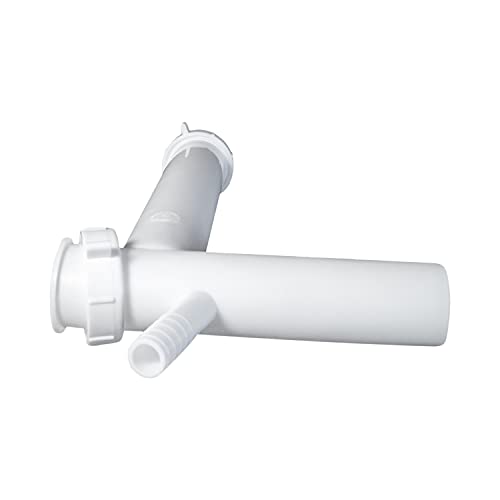 Highcraft Q23917 Plastic End Outlet Waste with Branch for Tubular Drain Applications 1-1/2 Inch White, Pack of 1