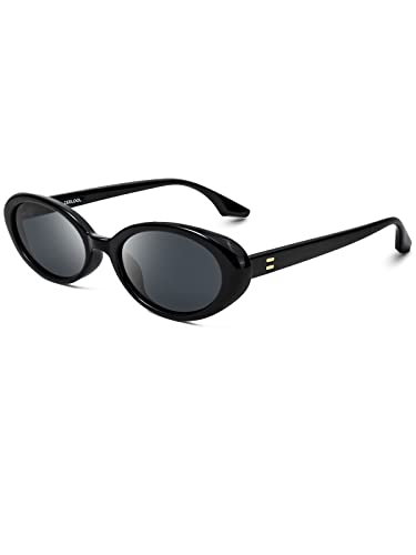 Zeelool Retro Oval Sunglasses For Women And Men Polarized Black Vintage 90S Sunglasses Zsp0010 #TOP2