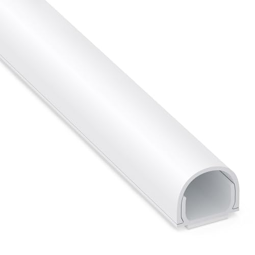 Image of ZhiYo 113in Cord Cover for 1 Wire on Wall, 0.5 inch W x 0.4 inch H White | Upgraded Mini Raceway, Extra Capacity for Extension Cords, Half-Round Glazed Finish, Self-Adhesive, 8 Pack (14.2 inch Each)