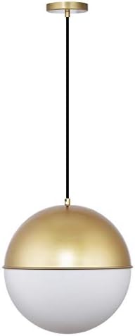 New! Decor Living One Light Adjustable Modern Sphere Pendant, Brass