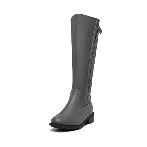 DREAM PAIRS Women's Army Grey Pu Leather Knee High Winter Riding Boots Size 8.5 M US