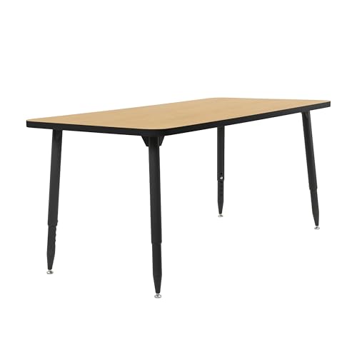 Image of Adapte Commercial Classroom Activity Table - 30 inch x 60 inch Rectangle, ADA Compliant Tapered Legs with Glides & Casters, Adjustable Height 22-34 inch Wheelchair Accessible, School & Office Furniture