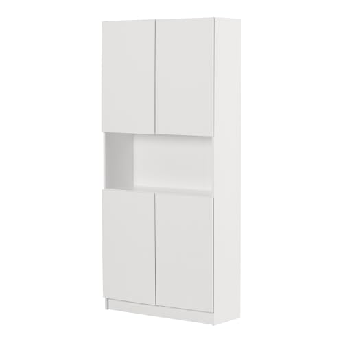South Shore Olea 4-Door Bookcase Pure White, Contemporary