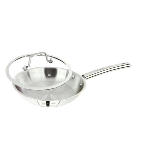 Tri-Ply Stainless Steel Fry Pan with Glass Lid Induction Compatible Cookware Even Heat Distribution Durable Skillet for Everyday Cooking Kitchen Use – Premium Quality Kitchen Essential - 22cm