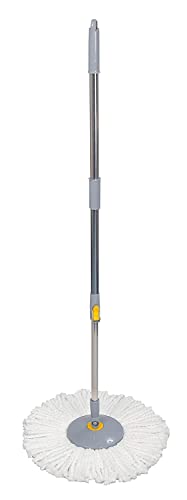 Image of VANSHIKA MART 360 Bucket Spin Mop Stick (Grey and White) with One Microfiber Refill (GW2)