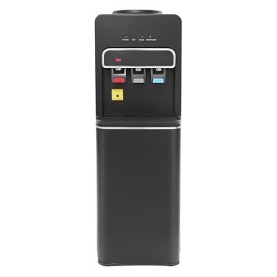 Bottom Loading Water Cooler Water Dispenser for 3 or 5 Gallon Drink Dispenser Bottles-3 Temperatures with Hot Room & Cold Spouts Child Safety Lock with Empty Bottle Alert for Home Office (Black)