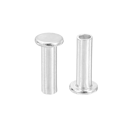 sourcing map 50Pcs Semi Tubular Rivets, 3mm x 10mm Aluminum Round Flat Head Semi-Tubular Rivet Metal Stud Rivet for Industry Household Repairing Fastening, Silver