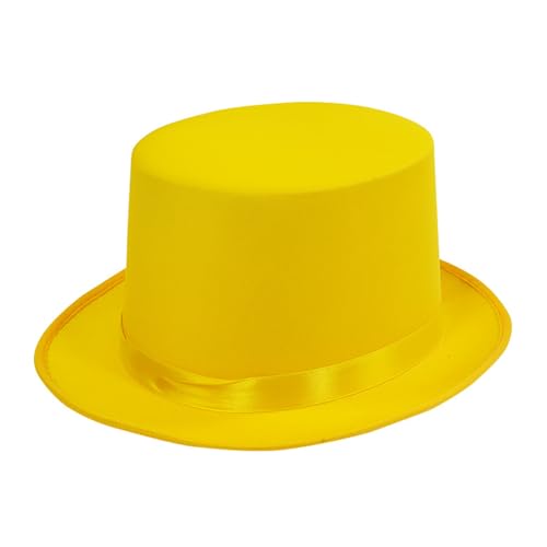 PLCPDM Elegante sombrero de copa con cinta para Halloween y uso teatral, celebraciones, actuaciones escénicas