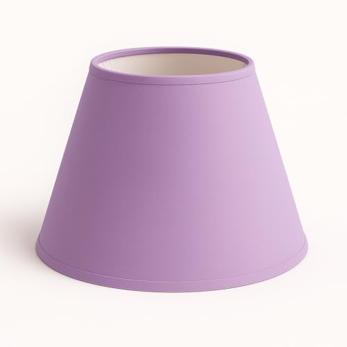 35 cm Lampenschirm, Kegel, Baumwollstoff mit weißer PVC-Rückseite, handgefertigtes Produkt, für Tischlampe, Stehlampe (Lila)